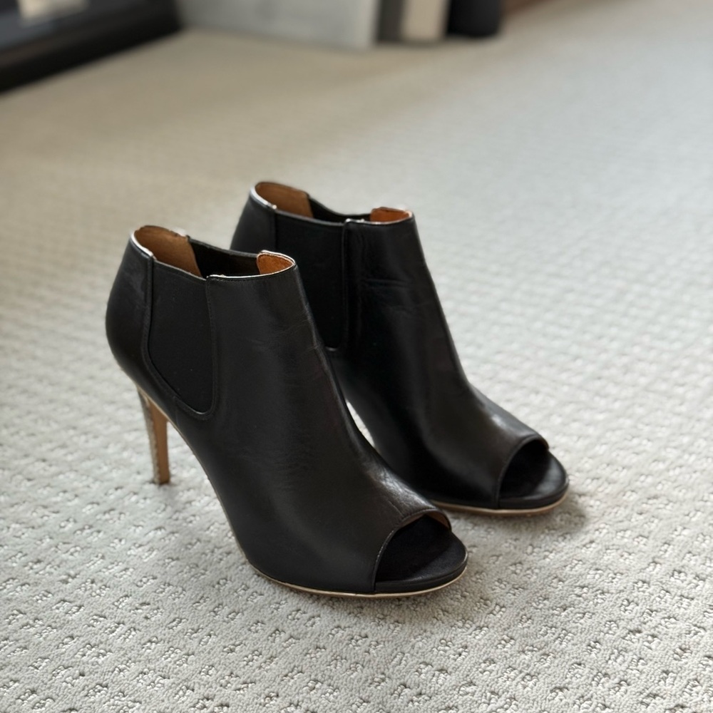 Coach Black Peep-Toe Heeled Boots 9